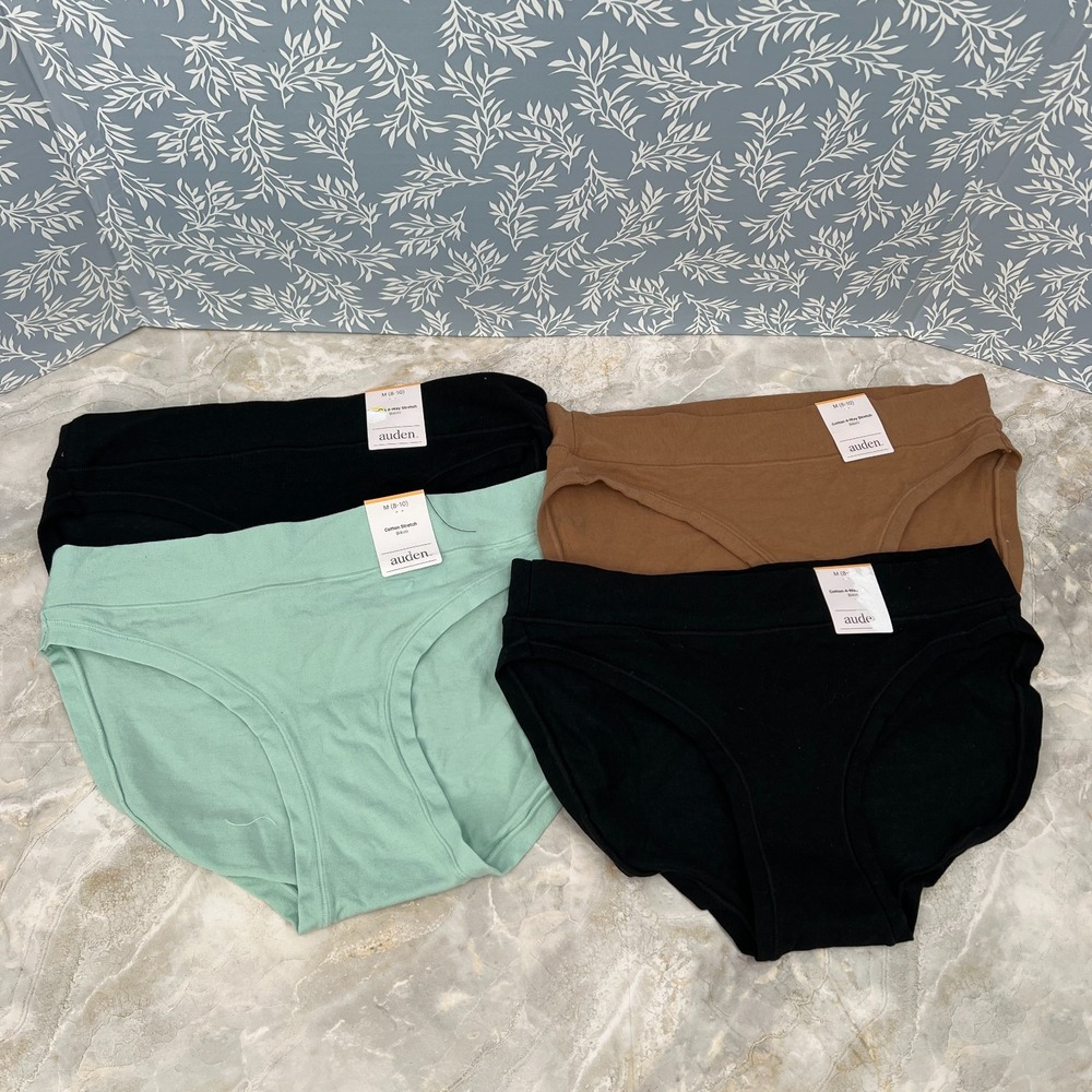 NEW lot Auden cotton 4 way stretch bikini panties 4pr underwear M